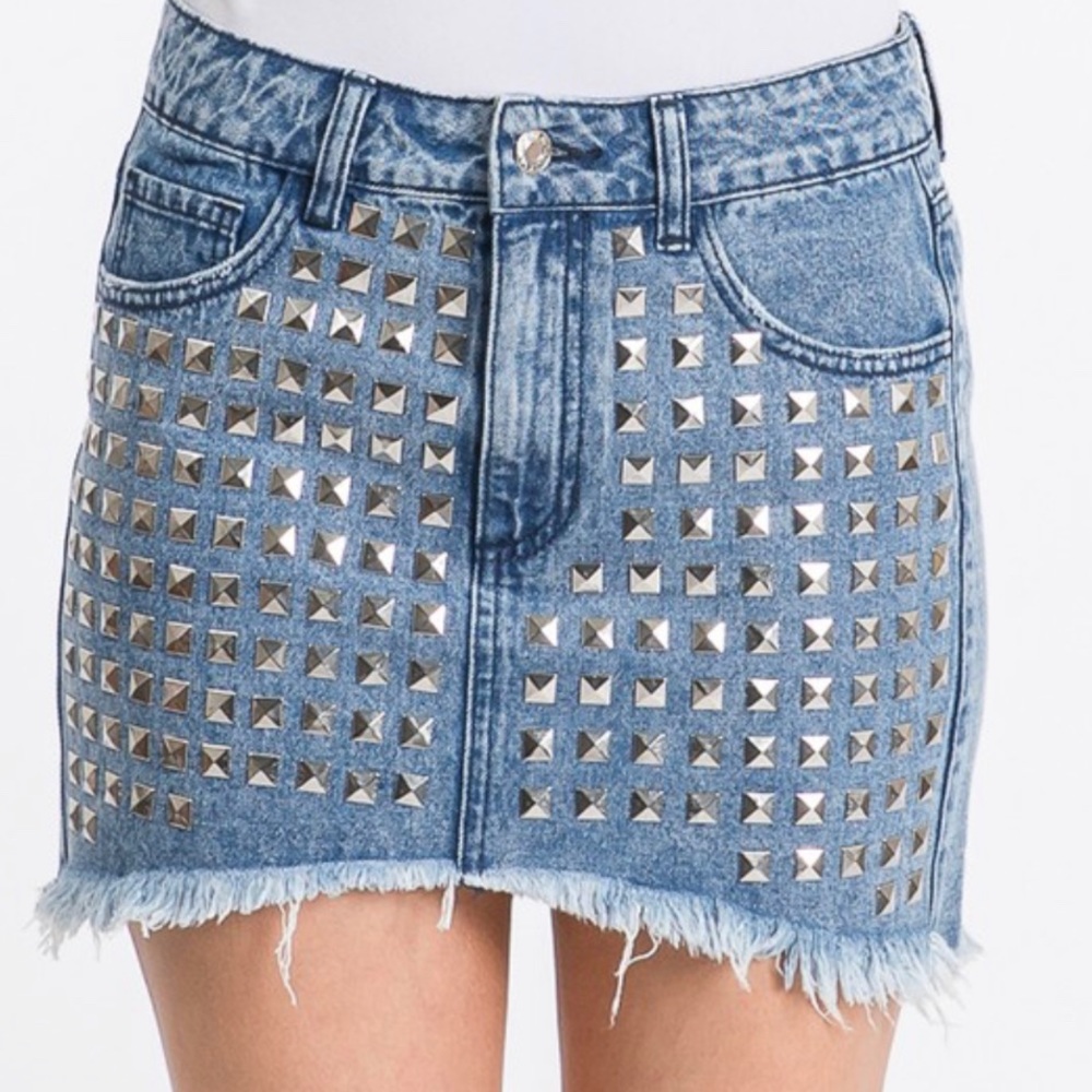 High Low Frayed Hem Skirt